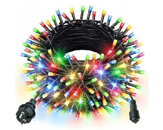  Lauko Kalėdinė girlianda 100 Led, 8 metrai Įvairių spalvų Flash